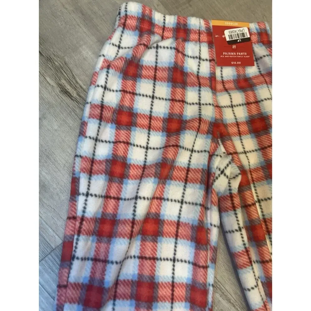 Wondershop At Target Kids 2T Pajama Pants Red Blue White Plaid Fleece Sleepwear